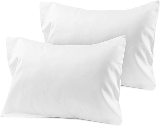 Travel Pillowcase 13 x 18 Inch, 100% Egyptian Cotton Set of 2 Toddler Pillowcase Zipper Closer 600 Thraed Count - Toddler Travel 13x18 Zipper, White Solid