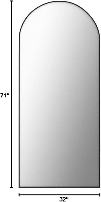 Antok Arched Full Length Mirror, 71"x32" Arched Floor Mirror, Glassless Mirror Full Length with Stand, Floor Mirror Freestanding, Wall Mounted Mirrors for Bedroom Living Room, Black