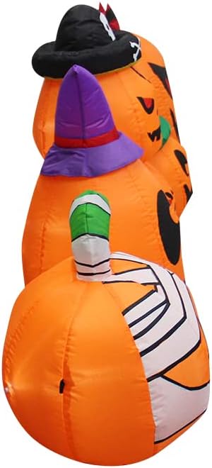 Amazingforless (4ft-12ft) Halloween LED Inflatable Decoration w/Blower Spooky Blow Ups (Frankenstein, Dragon, Ghost, Pumpkin, Skeleton Dog,Tree, Witch, Bathroom, Archways) (Pumpkin Family - 8ft)…