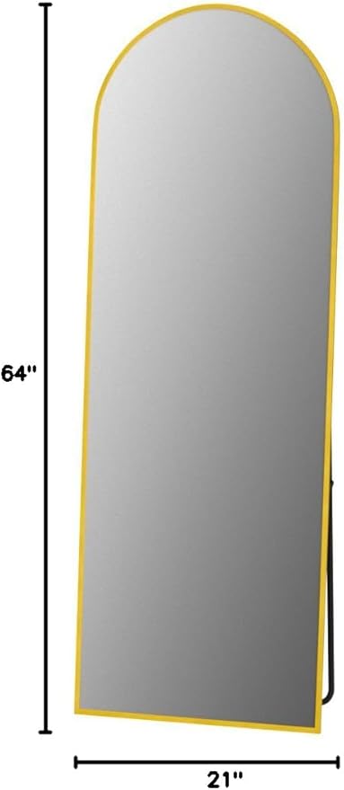 Antok Floor Mirror, 64"x21" Full Length Mirror with Stand, Arched Wall Mirror, Glassless Gold Floor Mirror Freestanding, Wall Mounted Mirror for Bedroom Living Room (Gold)