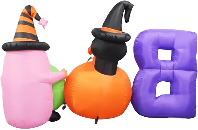 Haunted Hill Farm 5-Ft Tall Boo Sign Blow Up Inflatable with Lights and Music, Outdoor Halloween Inflatable Decoration for Lawn and Yard, Large Spooky Holiday Decor