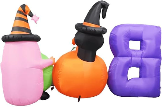 Haunted Hill Farm 5-Ft Tall Boo Sign Blow Up Inflatable with Lights and Music, Outdoor Halloween Inflatable Decoration for Lawn and Yard, Large Spooky Holiday Decor