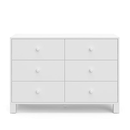 Storkcraft California 6-Drawer Double Dresser (White) - GREENGUARD Gold Certified, Interlocking Drawer System, Dresser Drawer Organizer for Kids Bedroom