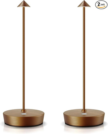 SAKRINGT 2 Pack Cordless Table Lamps Rechargeable, 6000mAh Battery Operated Waterproof Stepless Dimming Modern Portable LED Table Light for Restaurant Dining Patio Outdoor