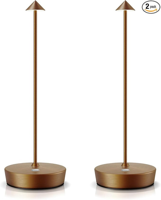SAKRINGT 2 Pack Cordless Table Lamps Rechargeable, 6000mAh Battery Operated Waterproof Stepless Dimming Modern Portable LED Table Light for Restaurant Dining Patio Outdoor