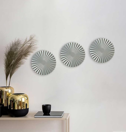 ITrixgan Metal Wall Art Decor, Silver Accents Sunburst Hanging Set for Living Room Bedroom, Set of 3