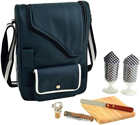 West Virgina University Licensed Mountaineers Deluxe Wine Carrier with Wine Glasses and Accessories for Two Assembled & Quality Approved in The USA