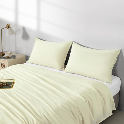 2 Pack Microfiber Zipper Pillowcases, Soft Comfortable Not Shrink Beige Pillow Case, Standard Pillow Cases Set of 2 (20x26 Inches)