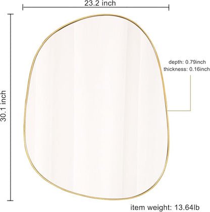 Asymmetrical Mirror for Wall Decor 23"*30", Modern Gold Framed Wall Mirror for Living Room Bathroom Bedroom Entryway ELE-STOU-0064Gold