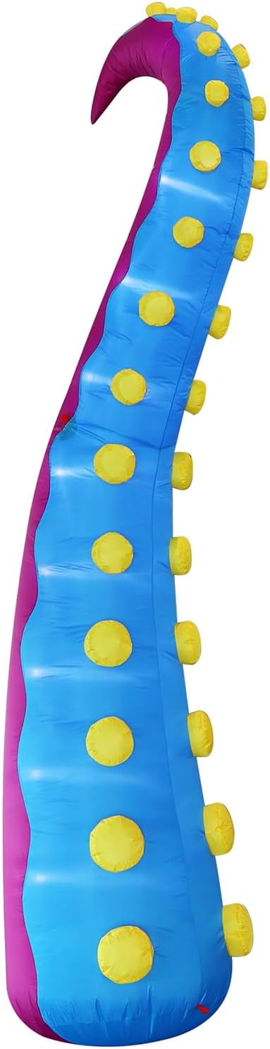 Juegoal 1 PCS Halloween Decorations 11.5FT Tall Inflatable Lighted Giant Octopus Tentacle, Octopus Legs with Lights, Halloween Front Door Window Roof Prop, Outdoor Holiday Blow up Decor - Mold A