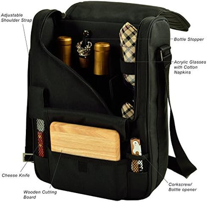Texas University at Austin Longhorns Licensed Deluxe Wine Carrier with Wine Glasses and Accessories for Two Assembled & Quality Approved in The USA