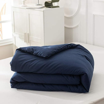 Cottonight Navy Blue Comforter Set Full Dark Blue Bedding Set Full Color Quilts Dark Navy Color All Season Blanket Breathable 3 Piece Comforter Set for Adults Teens