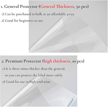 Pinot Noir size Wine Label Protector Saver Film - 50 Pieces, 0.3mm Thickness Transparent Wine Label Film for Wine Label Protection Double Sided Sticker Wine Wedding Celebration Present