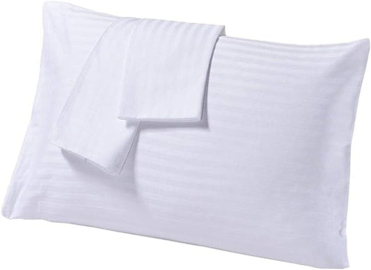 Travel Pillowcase 13 x 18 Inch, 100% Egyptian Cotton Set of 2 Toddler Pillowcase Zipper Closer 600 Thraed Count - Toddler Travel 13x18 Zipper, White Stripe