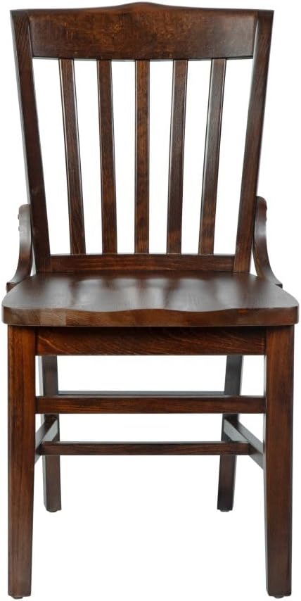 Flash Furniture Hercules Series School House Back Mahogany Wood Dining Chair, Traditional Elegant Wood Restaurant Chair, Walnut Wood