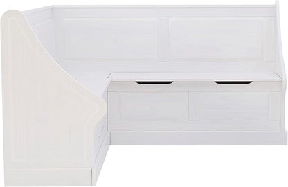 Linon Harris White Corner Breakfast Nook - Nook Only, Table is NOT included! 20.88D x 61.88W x 36.63H in