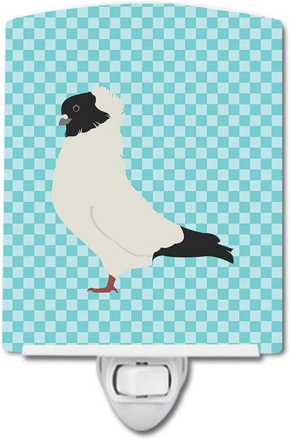 Caroline's Treasures BB8126CNL Nun Pigeon Blue Check Ceramic Night Light Compact, UL-Certified, Ideal for Bedroom, Bathroom, Nursery, Hallway, Kitchen, 6x4x3, Multicolor