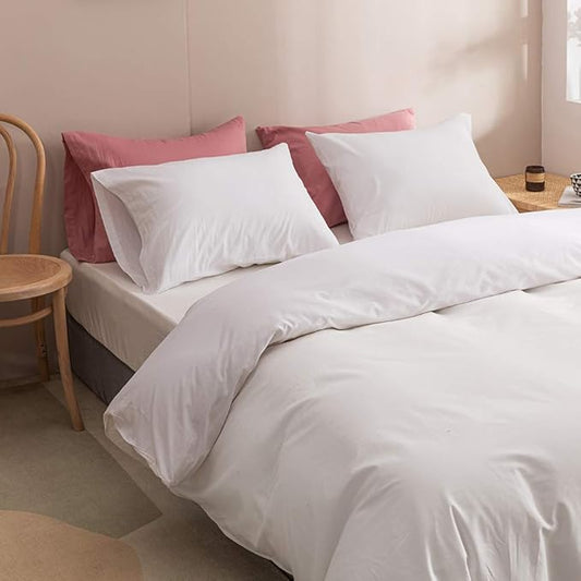 Wellboo White Comforter Sets King Size Solid Color Bedding Comforters Plain Light Color Quilts Modern White Warm Blankets Women Men Durable Comforters Soft Health Bedding