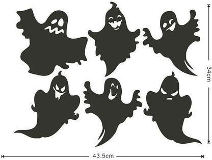 Ghost Wall Stickers Halloween Wall Decor Black Ghost Wall Decals Self Adhesive Design Halloween Ghostly Window Clings for Bedroom Living Room Home School Wall Decoration Halloween Party Supplies