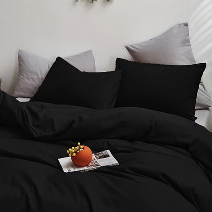 Cottonight Black Comforter Set King Men Women All Black Bedding Set Blanket Quilts Solid Fuzzy Modern Gothic Cozy Dark Color Comforter Set for King Bed Women Men