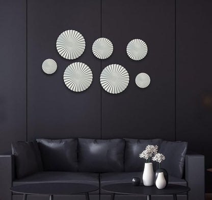 ITrixgan Metal Wall Art Decor Set - Sunburst Metal Art, Silver Accents For Living Room - Set of 4