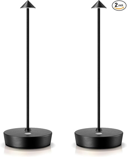 SAKRINGT 2 Pack Cordless Table Lamps Rechargeable, 6000mAh Battery Operated Waterproof Stepless Dimming Modern Portable LED Table Light for Restaurant Dining Patio Outdoor