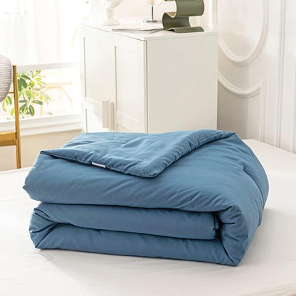 Cottonight Blue Comforter Sets California King Lake Blue Bedding Set Women Men Blanket Quilts Breathable Soft Solid Cal King Bedding Comforter Sets