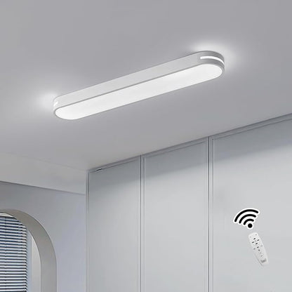 Becailyer Modern LED Linear Ceiling Lights, Dimmable LED Ceiling Lamp with Remote Control, 31.4" Metal Flush Mount Ceiling Lighting Fixtures for Living Room Kitchen Dining Room Hallway, White