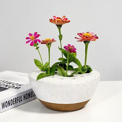 RISEON Ceramic Flower Arranging Vase, Floral Arrangement Holder Flower Frog Ikebana Art Flower Vase Pot Floral Centerpiece for Dining Table Home Office Wedding Decor