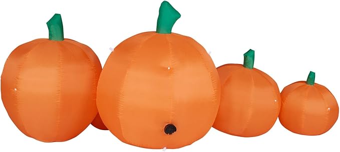 Haunted Hill Farm 10-ft. Wide Pumpkin Family Blow Up with Lights, Outdoor Halloween Inflatable Decoration for Lawn and Yard, Giant Spooky Holiday Decor