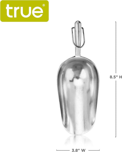 True Ice Scoop, Aluminum Ice Scoop for Cocktails, Bar Tools, Kitchen Tools, Serving Tools, 6 Ounce Metal Scoop, Set of 1