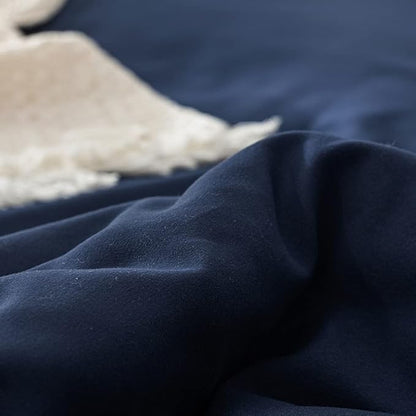 Cottonight Navy Blue Comforter Set Full Dark Blue Bedding Set Full Color Quilts Dark Navy Color All Season Blanket Breathable 3 Piece Comforter Set for Adults Teens