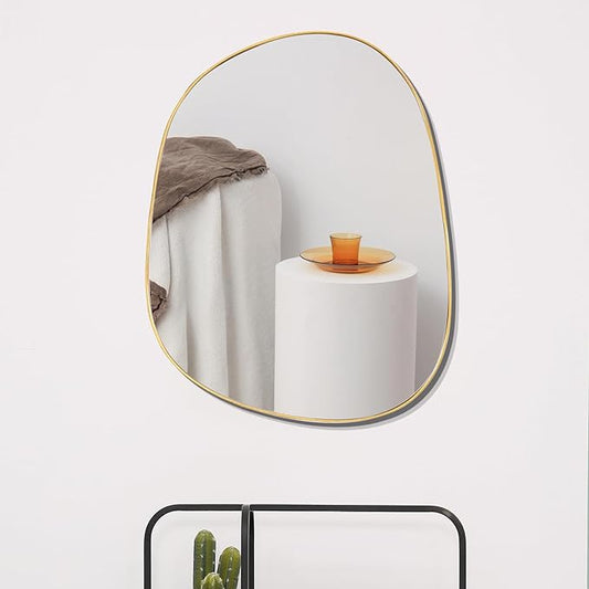 Asymmetrical Mirror for Wall Decor 27"*35", Modern Gold Framed Wall Mirror for Living Room Bathroom Bedroom Entryway ELE-STOU-0063Gold
