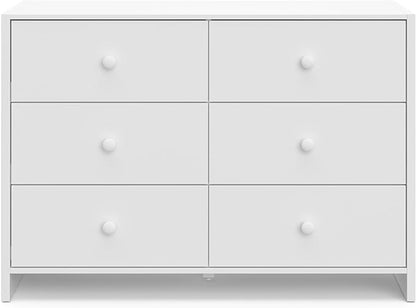 Storkcraft Calabasas 6 Drawer Dresser (White) - GREENGUARD Gold Certified, 6 Drawer Dresser with Interlocking Drawer System, Dresser Drawer Organizer for Kids' Bedroom