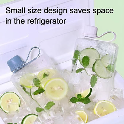 Flat Water Bottle Travel Flask Portable 10.5 oz BPA Free Tritan Square Water Bottles Leakproof Slim Water Bottle for Purse Travel Pocket Sports Fitness (Grey, 10.5)