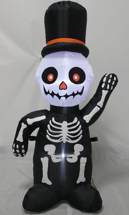 TRMESIA 4FT Halloween Inflatable Skeleton Decoration with Lights, Blow up Skull for Outdoor Yard Garden Decorations on Halloween 24HLW-03-03