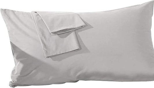 Travel Pillowcase 16 x 20 Inch, 100% Egyptian Cotton Set of 2 Toddler Pillowcase Zipper Closer 600 Thraed Count - Toddler Travel 16x20 Zipper, Silver Solid