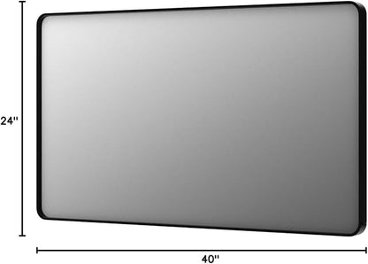 LOAAO 40x24 Inch Black Metal Framed Bathroom Mirror for Wall, Matte Black Bathroom Vanity Mirror Farmhouse, Large Rounded Rectangle Mirror, Anti-Rust, Hangs Horizontally or Vertically