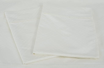 Threadmill Luxury 100% Cotton King Sheets - 800 Thread Count Jacquard Celine Ivory, Better Than Egyptian Cotton,4 Pc Striped Bed Set, Damask Sheets, Fits 16'' Deep Pocket
