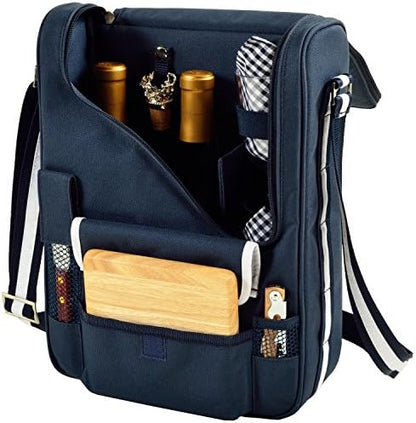 West Virgina University Licensed Mountaineers Deluxe Wine Carrier with Wine Glasses and Accessories for Two Assembled & Quality Approved in The USA