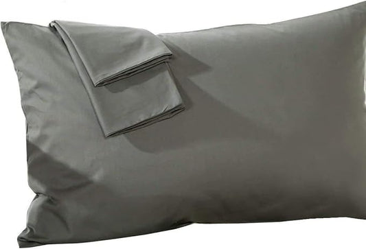 Travel Pillowcase 14 x 20 Inch, 100% Egyptian Cotton Set of 2 Toddler Pillowcase Zipper Closer 600 Thraed Count - Toddler Travel 14x20 Zipper, Dark Grey Solid