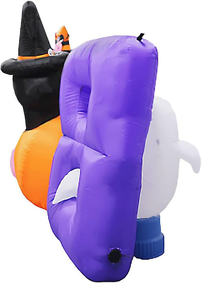 Haunted Hill Farm 5-Ft Tall Boo Sign Blow Up Inflatable with Lights and Music, Outdoor Halloween Inflatable Decoration for Lawn and Yard, Large Spooky Holiday Decor