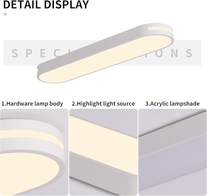 Becailyer Modern LED Ceiling Lights, 23.6" Dimmable Flush Mount Ceiling Lamp with Remote Control, Metal Hollow Ceiling Chandelier Lighting Fixture for Hallway Aisle Office Dining Room Closet, White