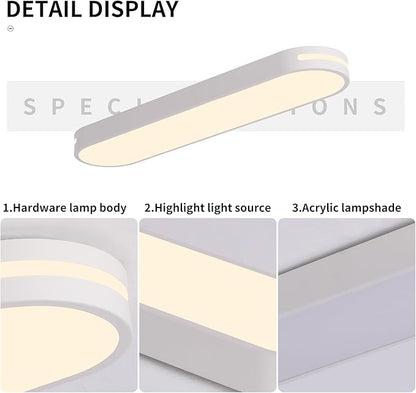 Becailyer Modern LED Ceiling Lights, 23.6" Dimmable Flush Mount Ceiling Lamp with Remote Control, Metal Hollow Ceiling Chandelier Lighting Fixture for Hallway Aisle Office Dining Room Closet, White
