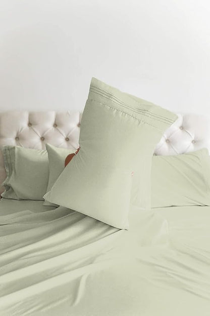 CGK Linens Full 6 Piece Sheet Set - Cooling Sheets for Hot Sleepers - Hotel Luxury Bedding Set w/ 8-16 Inch Deep Pockets - 1 Flat & 1 Fitted & 4 Pillowcases - Soft, Comfy & Wrinkle Free - Light Sage