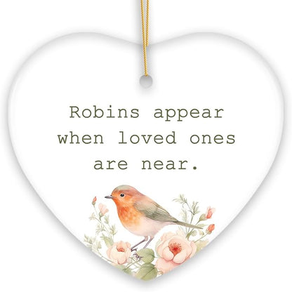 Robins Appear When Loved Ones are Near Ornament, Christmas Memory Gift, Version 2