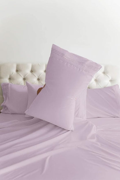 CGK Linens Twin XL 4 Piece Sheet Set - Cooling Sheets for Hot Sleepers - Hotel Luxury Bedding Set w/ 8-16 Inch Deep Pockets - 1 Flat & 1 Fitted & 2 Pillowcases - Soft & Wrinkle Free - Light Lavender