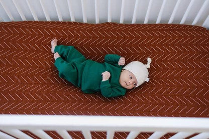 Rust Mudcloth Muslin Crib Sheet by Mebie Baby, Soft and Breathable Bed Sheets for Babies, Modern Neutral Bedding for Cribs, Standard Crib Mattress Fitted Sheet, Great for Boy or Girl Room or Nursery