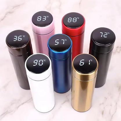 Smart Stainless Steel Water Bottle with LED Temperature Display, 16oz (480ml), Double Wall, Reusable Tumbler (Black)