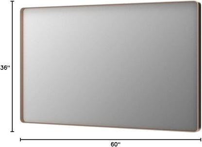 LOAAO 60”X36” Gold Bathroom Mirror, Rounded Rectangle Gold Frame Mirror, Brushed Gold Bathroom Vanity Mirror Wall-Mounted, Anti-Rust, Tempered Glass, Hangs Horizontally or Vertically